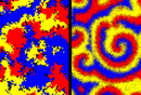 Noise and Correlations in a Spatial Population Model with Cyclic Competition